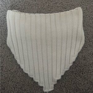 Cream Ribbed Knit Scarf top